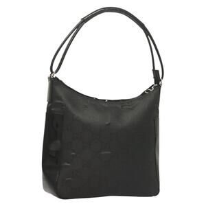 GUCCI GG Canvas Shoulder Bag Nylon Outlet Black Silver 77112 77112